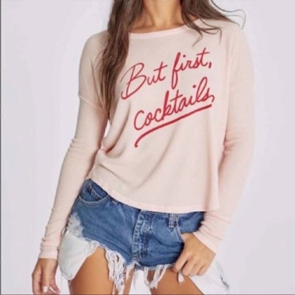 WILDFOX “But First, Cocktails” Statement Sweatshirt NWT size small